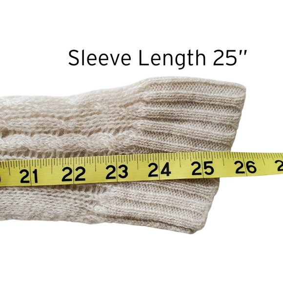 AQUA Cashmere Sweater Open Weave Cream Color Cable Knit Lightweight Size XS - Picture 12 of 13